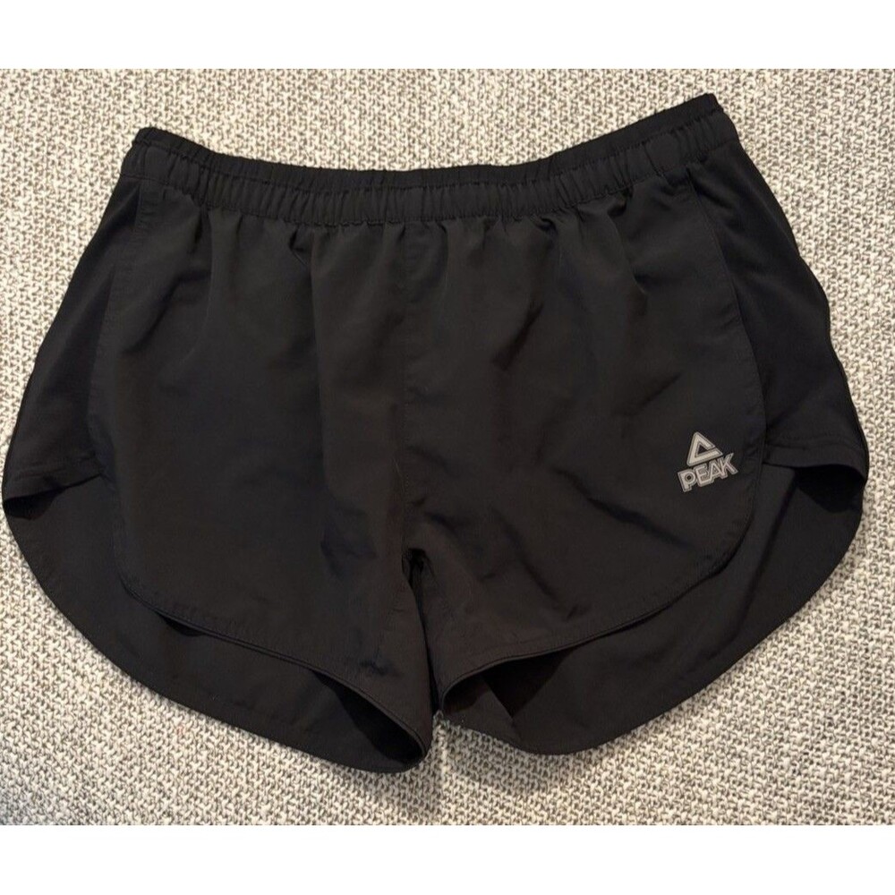 PEAK Sport Women's Active Running Shorts Black Size M Zipper Pocket F37212 Rare
